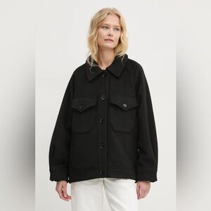 NWT Abercrombie & Fitch women's black wool-blend utility shirt‎ jacket size L